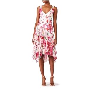 Theia Floral Tiered Midi Cocktail Dress size 2